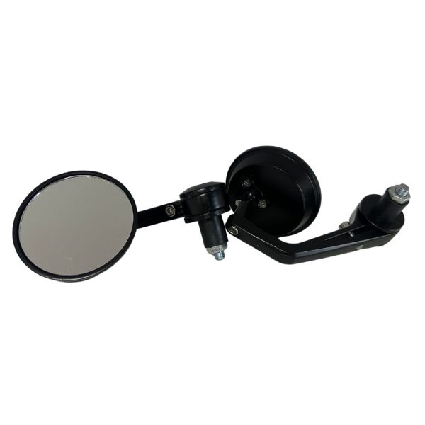 espejo de manillar redondo Este espejo redondo de manillar para motos es ajustable y tiene un diseño negro y elegante. Es perfecto para los conductores estilo café racer
