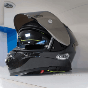 Casco Integral SOMAN Fibra de Carbono DOT - Doble Visor, Micas Intercambiables y Estilo Racing