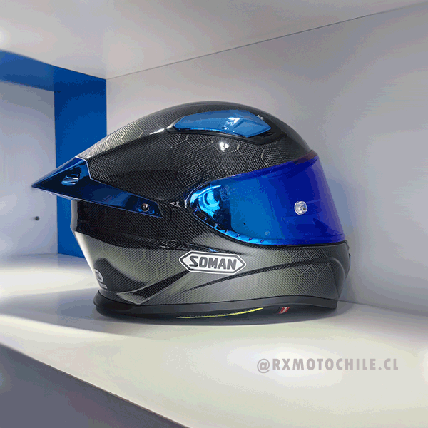 Casco Integral SOMAN Fibra de Carbono DOT - Doble Visor, Micas Intercambiables y Estilo Racing